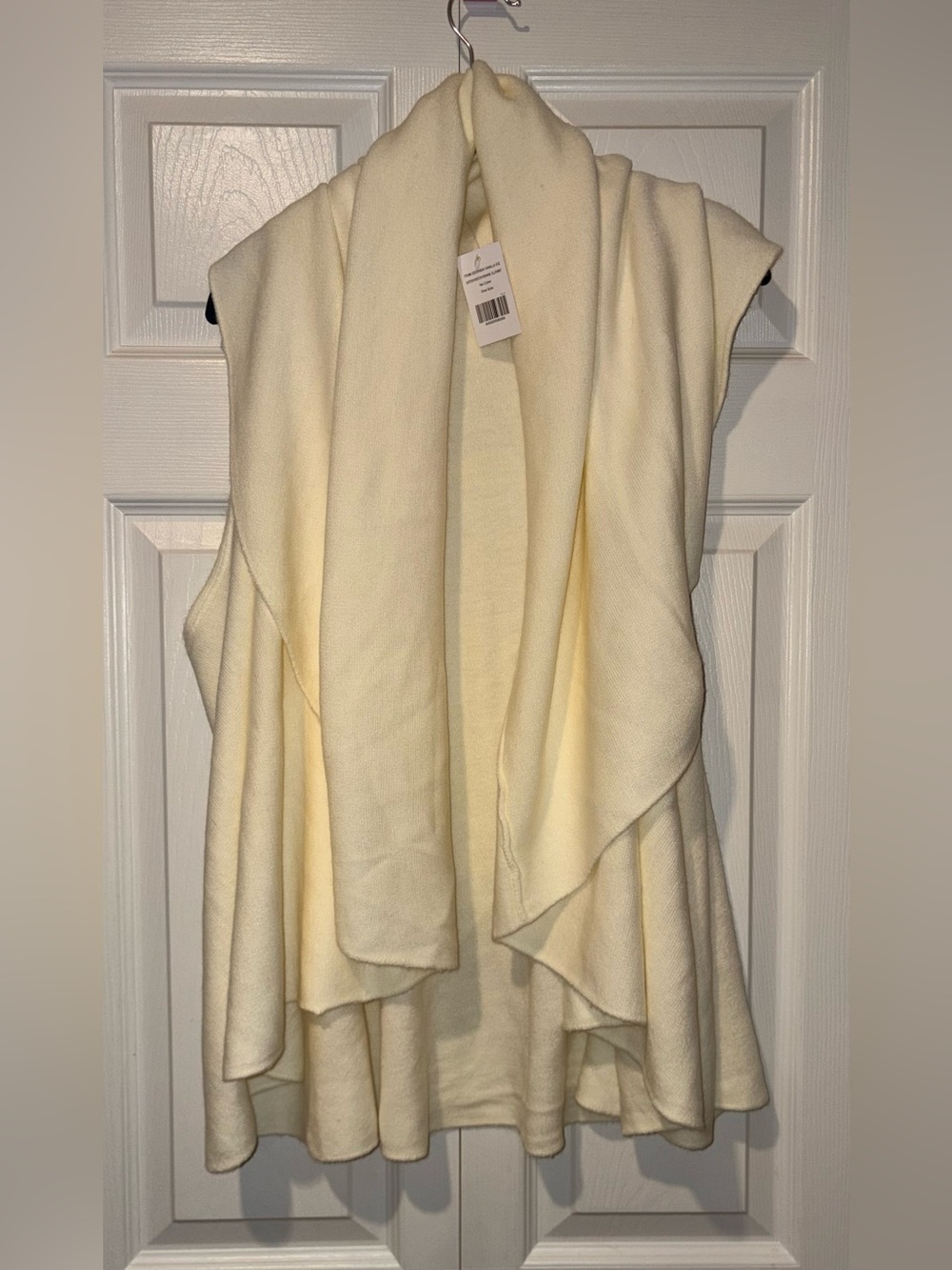 Mia & Tess Cream Draped Open-Front Women's Vest Shawl Scarf Sweater Jacket
